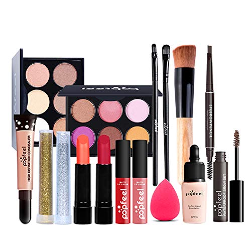 BrilliantDay 16 Stück Mehrzweck Make-up-Set All-in-One Make-up-Geschenkset Kosmetik-Palette Starter Kit Lipgloss Blush Brush Lidschatten-Palette Hochpigmentierte Für Frauen Mädchen von BrilliantDay