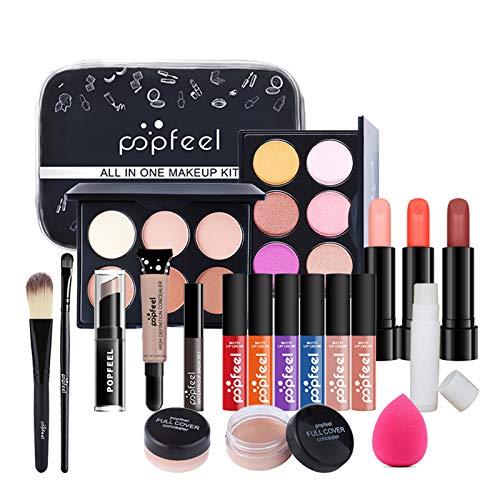 BrilliantDay 20 Stück Mehrzweck Make-up-Set All-in-One Make-up-Geschenkset Kosmetik-Palette Starter Kit Lipgloss Blush Brush Lidschatten-Palette Hochpigmentierte Für Frauen Mädchen von BrilliantDay