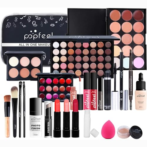 BrilliantDay 24 Stück Mehrzweck Make-up-Set All-in-One Geschenkset Kosmetik-Palette Starter Kit Lipgloss Blush Brush Lidschatten-Palette Hochpigmentierte Für Frauen Mädchen von BrilliantDay