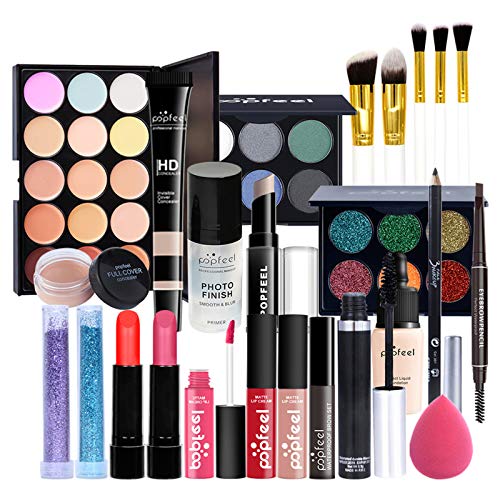 BrilliantDay 24 Stück Mehrzweck Make-up-Set All-in-One Make-up-Geschenkset Kosmetik-Palette Starter Kit Lipgloss Blush Brush Lidschatten-Palette Hochpigmentierte Für Frauen Mädchen von BrilliantDay