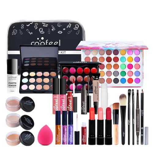 BrilliantDay 27 Stück Mehrzweck Make-up-Set All-in-One Make-up-Geschenkset Kosmetik-Palette Starter Kit Lipgloss Blush Brush Lidschatten-Palette Hochpigmentierte Für Frauen Mädchen von BrilliantDay