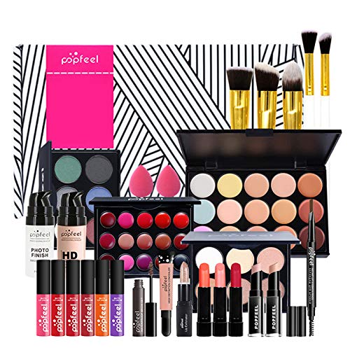 BrilliantDay 29 Stück Mehrzweck Make-up-Set All-in-One Make-up-Geschenkset Kosmetik-Palette Starter Kit Lipgloss Blush Brush Lidschatten-Palette Hochpigmentierte Für Frauen Mädchen von BrilliantDay