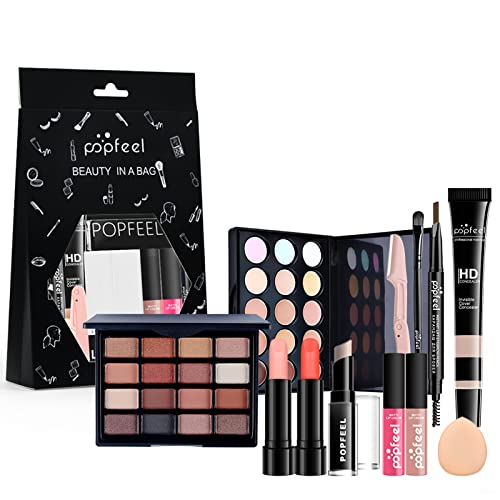 BrilliantDay 8 Stück Mehrzweck Make-up-Set All-in-One Make-up-Geschenkset Kosmetik-Palette Starter Kit Lipgloss Blush Brush Lidschatten-Palette Hochpigmentierte Für Frauen Mädchen von BrilliantDay