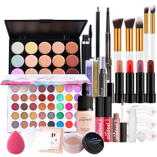 BrilliantDay Mehrzweck Make-up-Set All-in-One Make-up-Geschenkset Kosmetik-Palette Starter Kit Lipgloss Blush Brush Lidschatten-Palette Hochpigmentierte Für Frauen Mädchen#1 von BrilliantDay