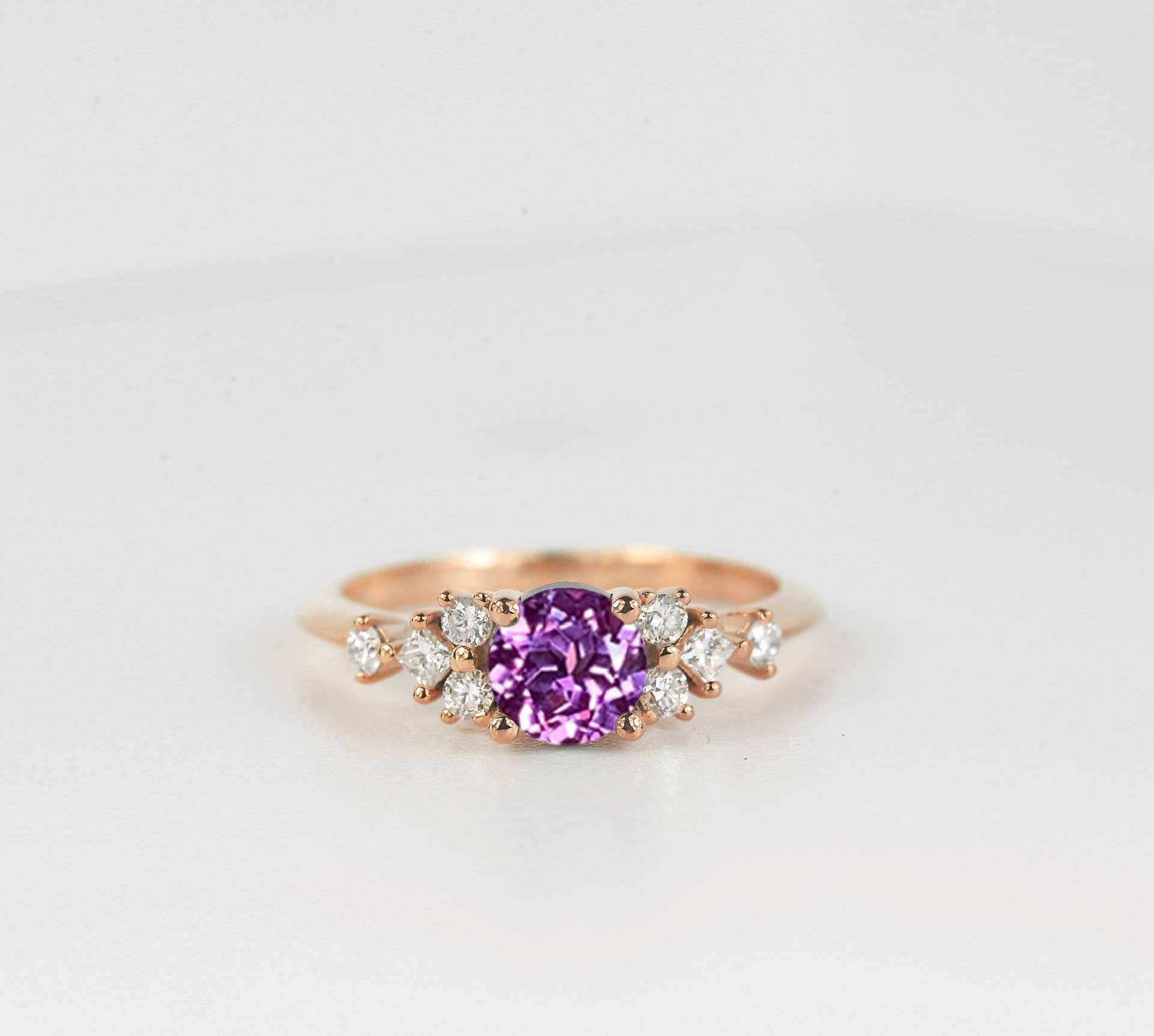 Alexandrit Saphir Verlobungsring | Und Prinzessin Geschnitten Diamant Art-Deco-Ring Hochzeit Braut Jahrestag Ring in Rose Gold von BrilliantRings