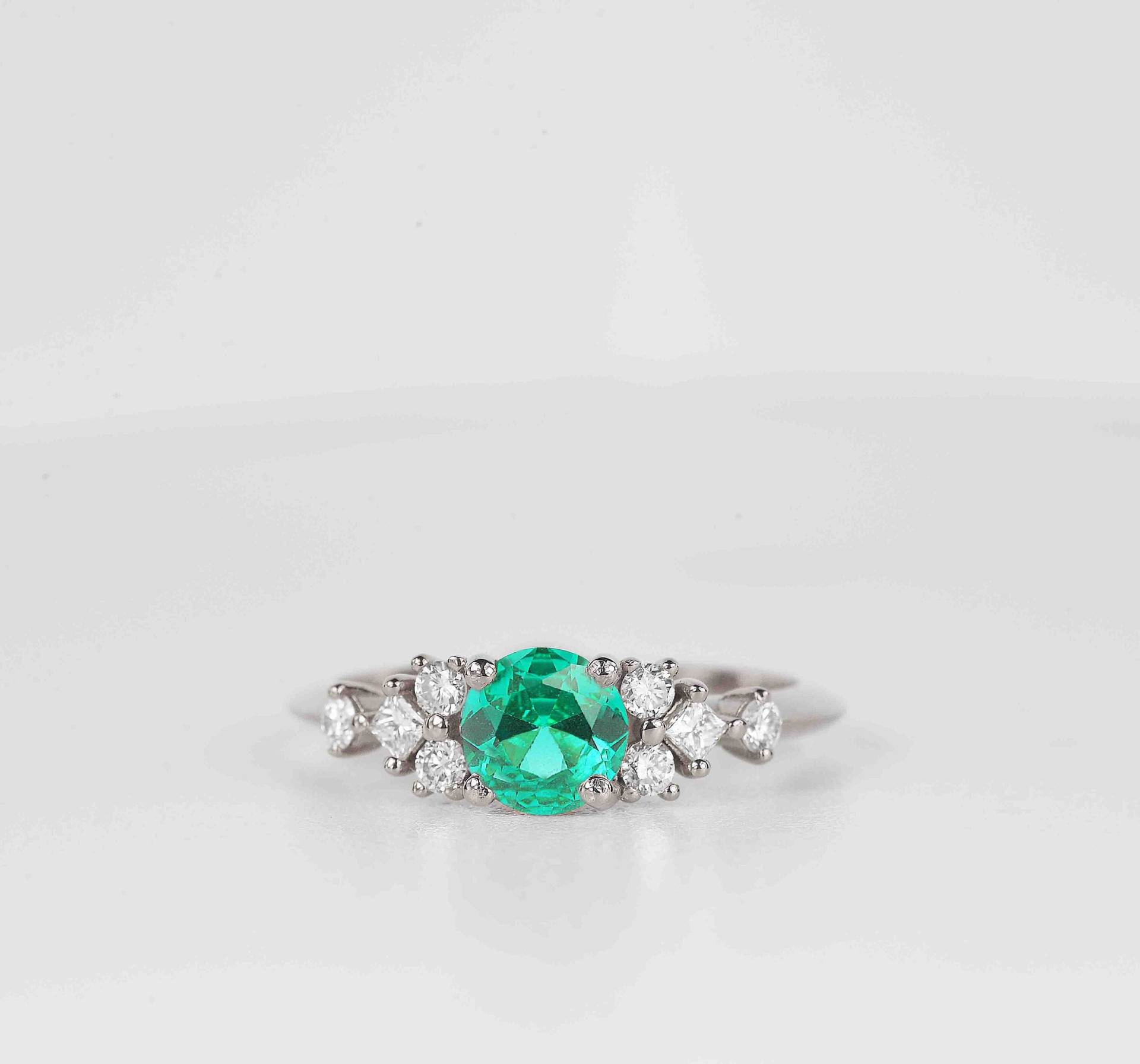 Einzigartiger Paraiba Turmalin Zierliche Verlobungsring | Prince Cut Diamant Und Rund Art Deco Ring Rose, Gelb, Weißgold von BrilliantRings