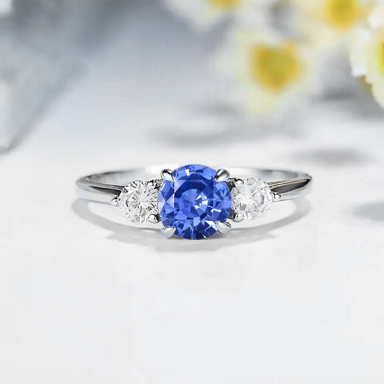 Hellblauer Saphir Inspirierter Verlobungsring | Hochzeit Braut Art Deco Ring Diamant Und Mit Elegantem Hellblauen Für Sie von BrilliantRings