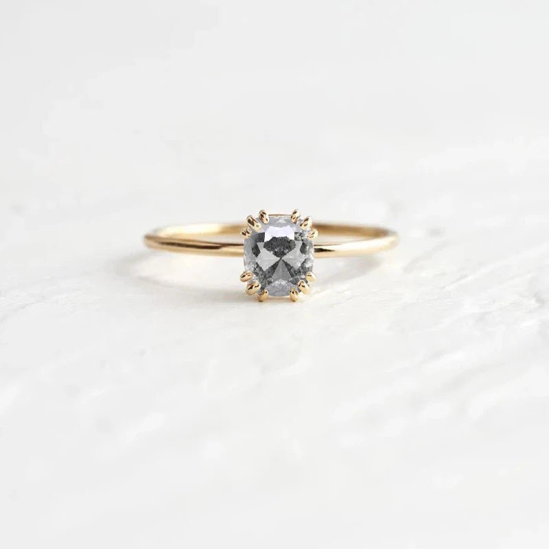 Kissenschliff Salz Und Pfeffer Diamant Art Deco Ring | Einzigartiger Braut Zierliche 9K/14K/18K Roségold Für Sie - Versandkostenfrei von BrilliantRings