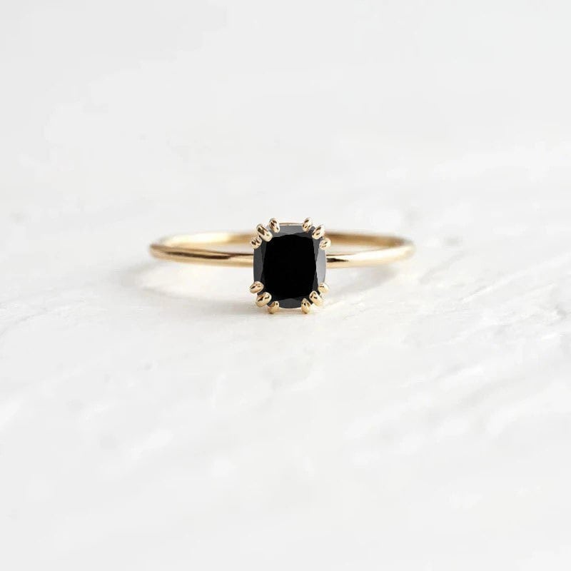 Kissenschliff Schwarz Diamant Art Deco Ring | Einzigartiger Seltener Braut Versprechen Zierliche Zierliche 9K/14K/18K Roségold Für Sie von BrilliantRings