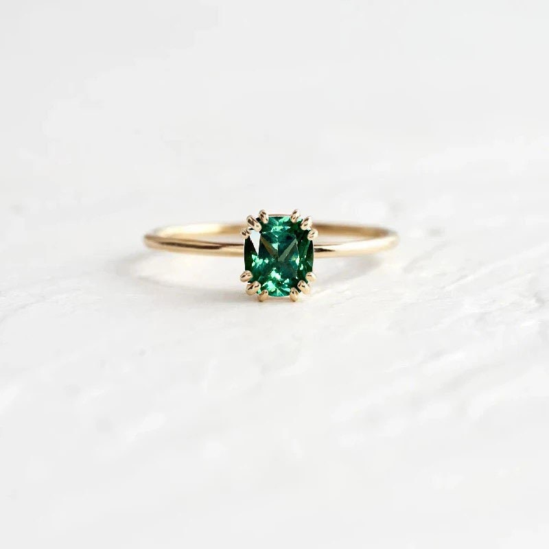 Kissenschnitt Mintgrün Saphir Art Deco Ring | Einzigartiger Braut Versprechen Zierliche Zierliche 9K/14K/18K Roségold Für Sie von BrilliantRings