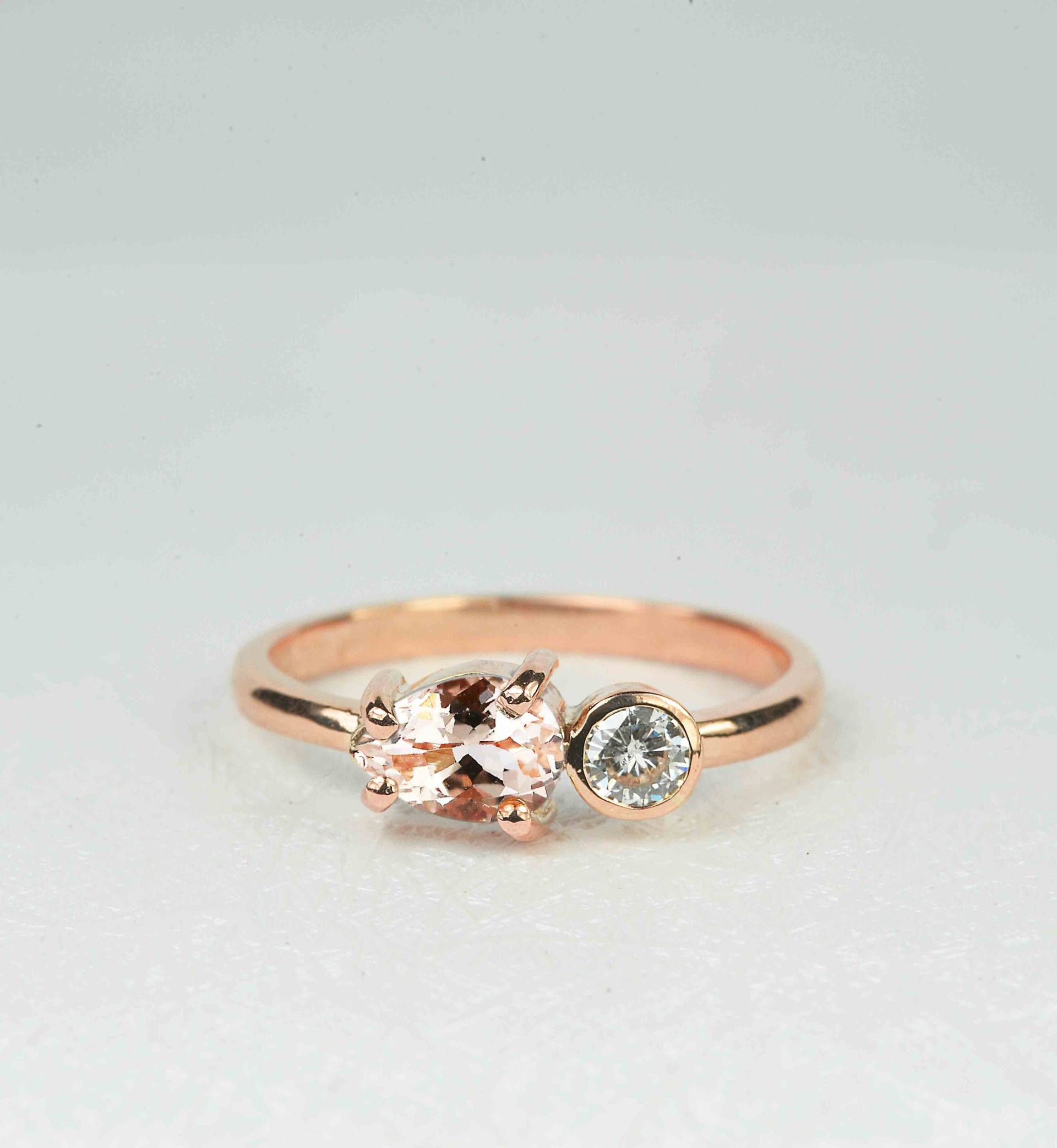 Pear Cut Morganit Und Diamant Verlobungsring | Art Deco Ring Vintage Inspirierter Handgemachter in 9K/14K/18K Roségold Für Sie von BrilliantRings