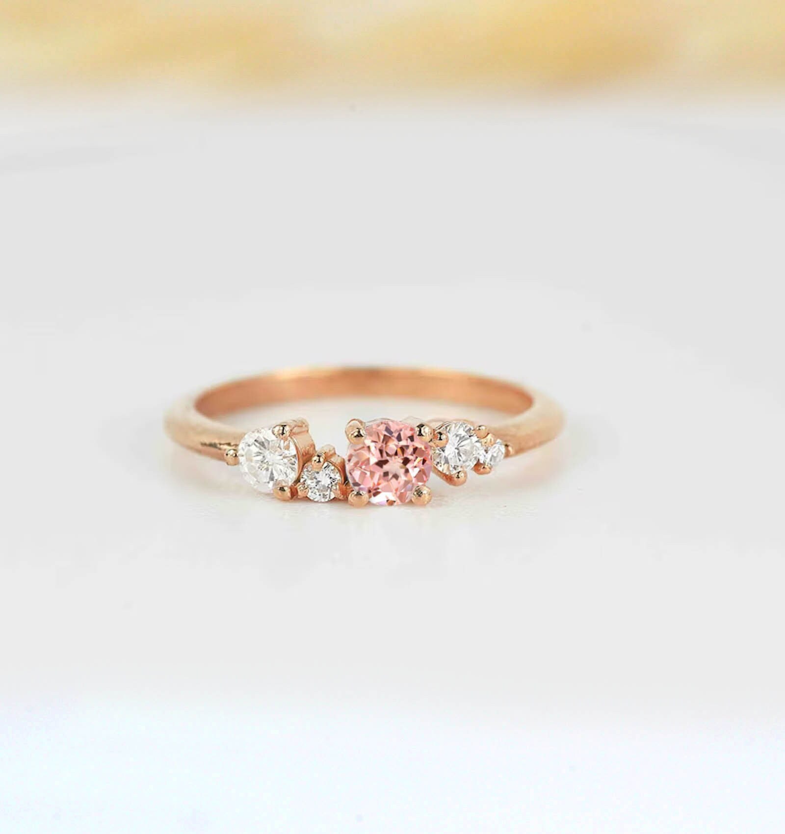 Rund Morganit Verlobungsring | Und Diamant Promi Ring Multi-stein Versprechensring Vintage Inspirierte Rose Gold von BrilliantRings