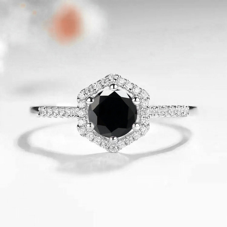 Schwarzer Diamant Sechs Zange Art Deco Verlobungsring | Hochzeit Und Verlobung Vintage Ring Versprechen Eleganter Diamantring in Roségold Für Sie von BrilliantRings