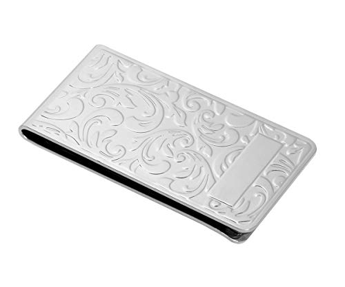 Brillibrum Design Geldscheinklammer Silber rechteckig mit Muster Dollarclip verchromt Geldspange für Geldscheine Barock-Stil von Brillibrum