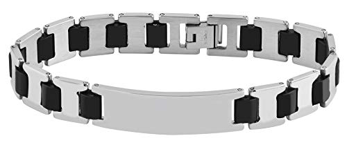 Brillibrum Design ID Edelstahl Gliederarmband mit Gravur Armband Silber für Frauen & Männer Schmuck Armband (Mit Gravur, Gliederarmband Modell 6) von Brillibrum