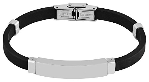 Brillibrum Design ID Schmuck Armband Kautschuk Armband schwarz silber Armschmuck Kautschukband Freundschaftsband schmal Frauen Armband (Ohne Gravur, Kautschuk Modell 5) von Brillibrum