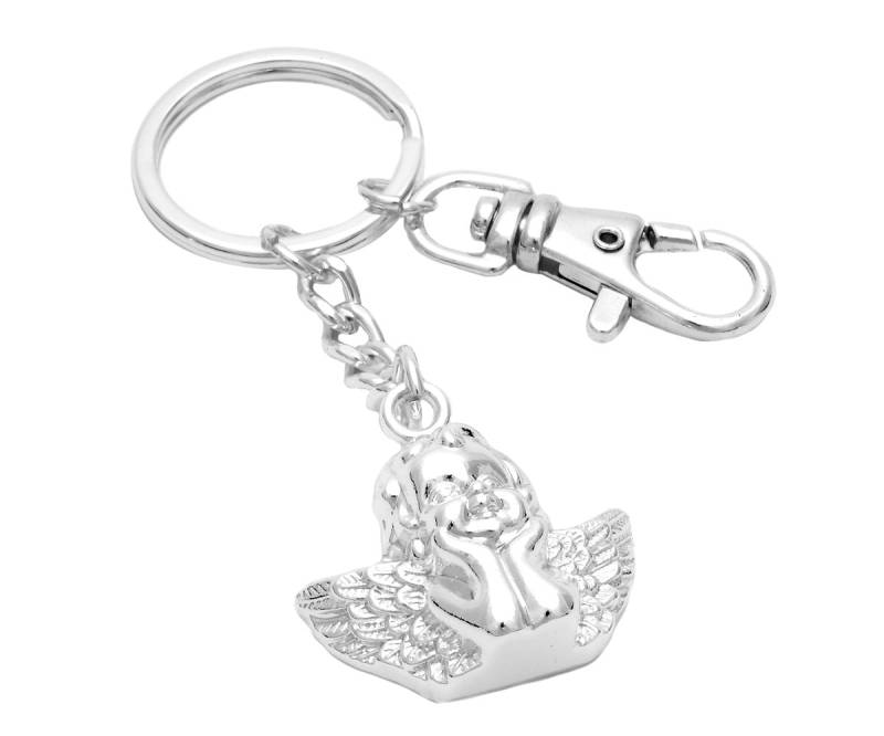 Design Schlüsselanhänger Schutzengel Aus Metall Versilbert Anlaufgeschützt Engel Anhänger Schutzengel-Figur Schlüsselring Glücksbringer Edel von Brillibrum