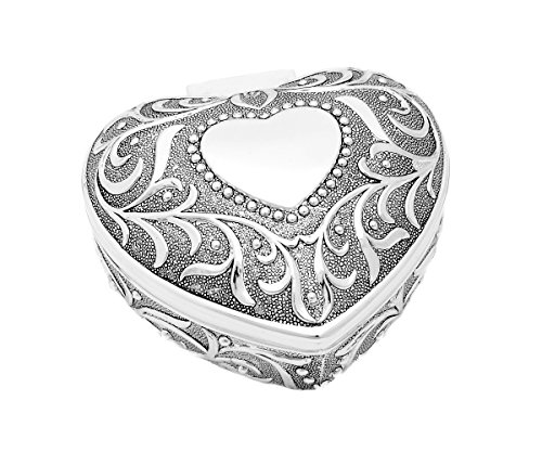 Brillibrum Design Schmuck Herz Schatulle Versilbert Etui Schmuckschatulle Ring Kette Schmuckkästchen Silber (Schatulle Herzform Klein) von Brillibrum