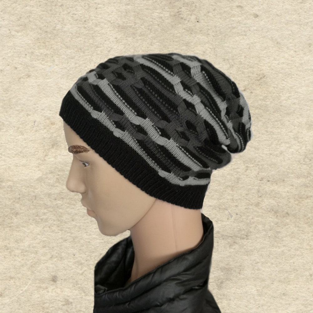 Graue Wollmischung Slouchy Beanie Mit Fleece Futter von BrimDream