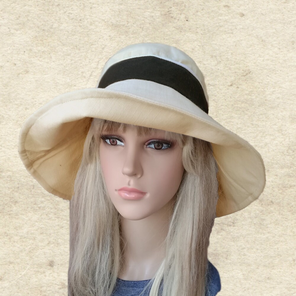 Leinen Cloche Sonnenhut Weißer Baumwolle Sommer Reisehut von BrimDream