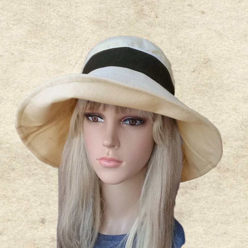 Leinen Cloche Sonnenhut Weißer Baumwolle Sommer Reisehut von BrimDream