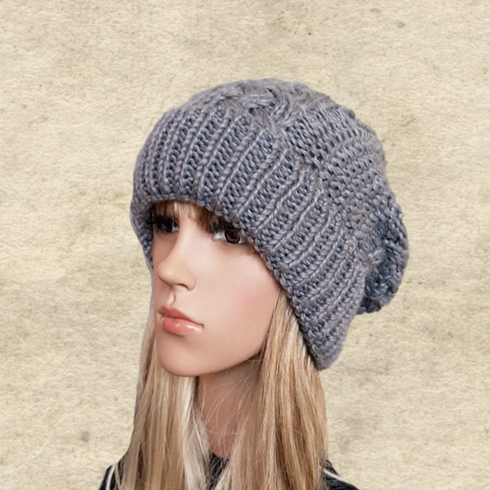 Wollmischung Knit Slouchy Beanie - Grau Wintermütze von BrimDream