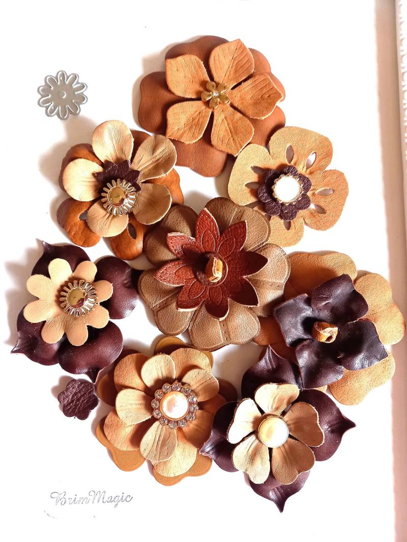 71 Farben Erhältlich, Hübsche Lederblumen in Herbstlichen Oder Hellen Farben, Handgefertigt von BrimMagic