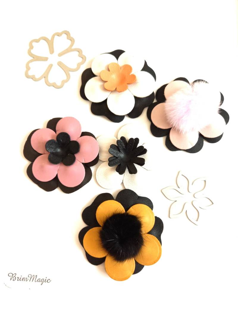 Schöne Lederblumen Mit Kaninchenfell, Handmade Schöne Lederblumen Mit Kaninchenfell, Handmade von BrimMagic