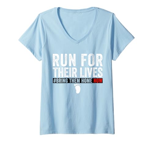 Damen Bring sie jetzt nach Hause. Shirt Run for their Lives T-Shirt mit V-Ausschnitt von Bring Them Home Now Tee Run for Their Lives shirt