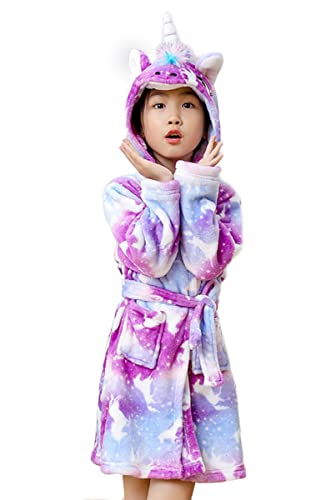 Brinny Kinder Bademantel Mit Kapuze Hoodie Sanft Einhorn Nachtwäsche Flanell Kuschelweicher Fleece Morgenmantel Pyjamas Bathrobe Kleinkind für Mädchen Jungen 10-11 Jahren von Brinny