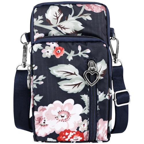 Damen Handtaschen Schultertasche Handytaschen Umhängetasche Kunstleder Schultertasche 3 Reißverschluss Beutel Universal Handytasche zum Umhängen Kartentasche Geldbörse für Handy unter 7 Zoll von Brinny