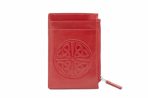 Briomhar Celtic Minimalistische Kleine Leder Geldbörse mit RFID - Skinny Slim Flat Kreditkartenetui für Damen, Rot/Ausflug, einfarbig (Getaway Solids), Classic von Briomhar