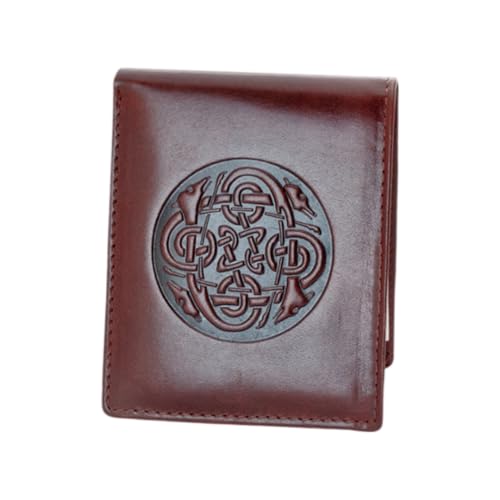 Briomhar Irish Bi-Fold Leather Wallet for Men - Irish Cuchiliann Design Made in Ireland, Braun, Casual von Briomhar