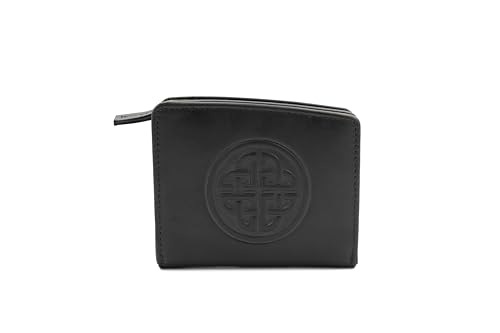 Briomhar Irish Leather Bi-Fold Wallet for Women - Celtic Knot Design, Schwarz von Briomhar