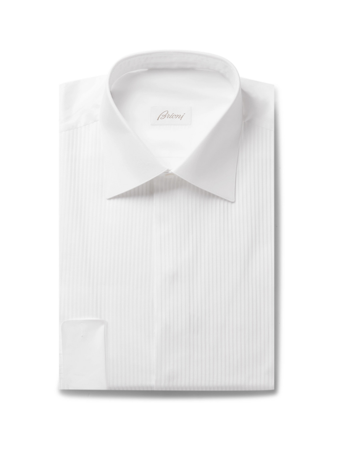 Brioni - White Slim-Fit Bib-Front Double-Cuff Cotton-Voile Shirt - Men - White - EU 42 von Brioni