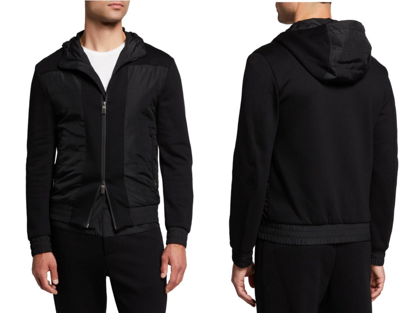 Brioni Winterjacke CANALI Black Edition Tonal Hooded Hi-tech Jacket Jersey Zip Hoodie Jac von Brioni