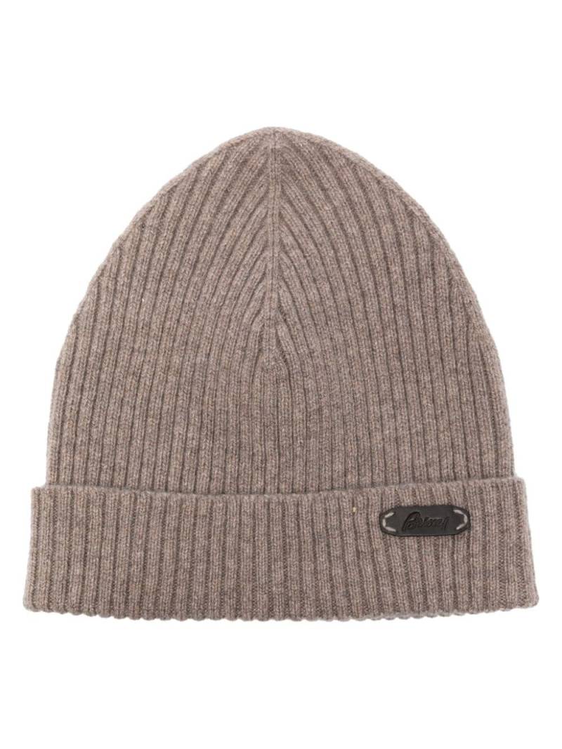 Brioni Gerippte Beanie mit Logo-Patch - Braun von Brioni