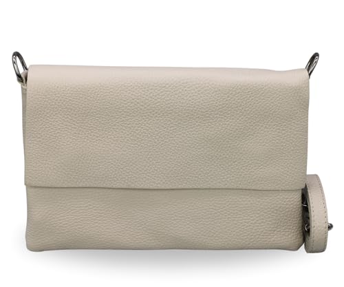 BRISE Umhängetasche Damen Echtes Leder ELISA Handgemachte Handtasche Kleine Schlanke Tasche 3 Fächer Crossbody Bag mit Ledergurt Schultertasche Made in Italy (Beige-1) von Brise Art
