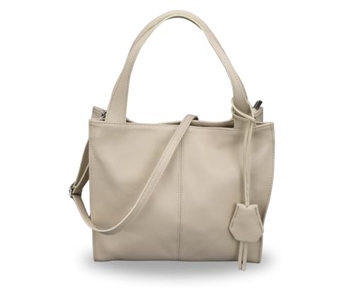 BRISE Handtasche Damen Echtes Leder SIENNA Handgemachte Umhängetasche Crossbody Bag mit Ledergurt 4 Fächer Wasserdichte Stylische Schultertasche Made in Italy Tasche (Beige) von Brise Art