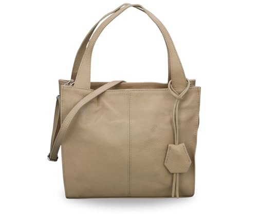 BRISE Handtasche Damen Echtes Leder SIENNA Handgemachte Umhängetasche Crossbody Bag mit Ledergurt 4 Fächer Wasserdichte Stylische Schultertasche Made in Italy Tasche (Taupe) von Brise Art