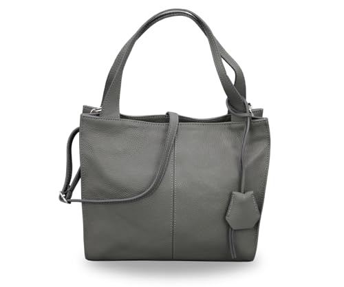 BRISE Handtasche Damen SIENNA Handgemachte Umhängetasche Echtes Leder Crossbody Bag mit Ledergurt 4 Fächer Wasserdichte Stylische Schultertasche Made in Italy Tasche (Dunkelgrau) von Brise Art