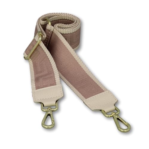 BRISE Taschengurt für Damen & Herren, 5cm Breiter Schultergurt, Verstellbarer 80-130 cm Taschenriemen aus Polyesterstoff und Leder, Stylischer Riemen mit 360 Drehbarer Kopf (Gold - Beige) von Brise Art