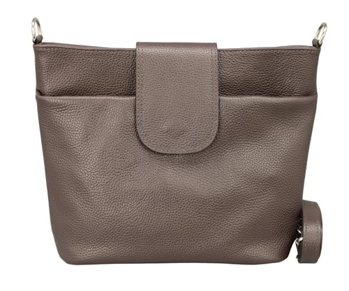 BRISE Umhängetasche Damen Echtes Leder ELLIE Handgemachte Crossbody Bag mit Ledergurt 6 Fächer Wasserdichte Schultertasche Made in Italy (Dunkelbraun-1) von Brise Art