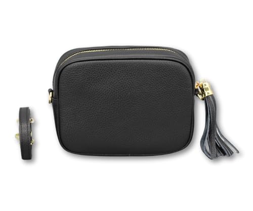 BRISE Umhängetasche Damen Echtleder KIRA Gold Handgemachte Crossbody Bag Schultertasche mit Ledergurt Gürteltasche Made in Italy (Schwarz - 1) von Brise Art