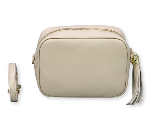 BRISE Umhängetasche Damen Echtleder KIRA Gold Handgemachte Crossbody Bag Schultertasche mit Ledergurt Gürteltasche Made in Italy (Beige - 1) von Brise Art