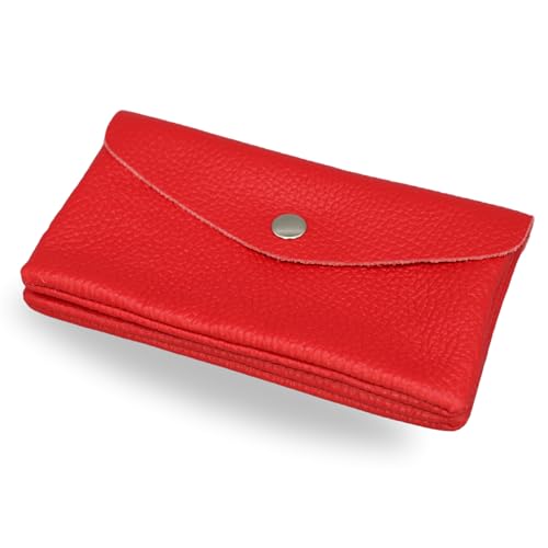 Brise Art Geldbörse Damen Leder Midi Handgemachte Portemonnaie Damen Geldbeutel 2 Fächer Stylisch Verschließbar mit Druckknopf und Zipper Made in Italy (Rot) von Brise Art