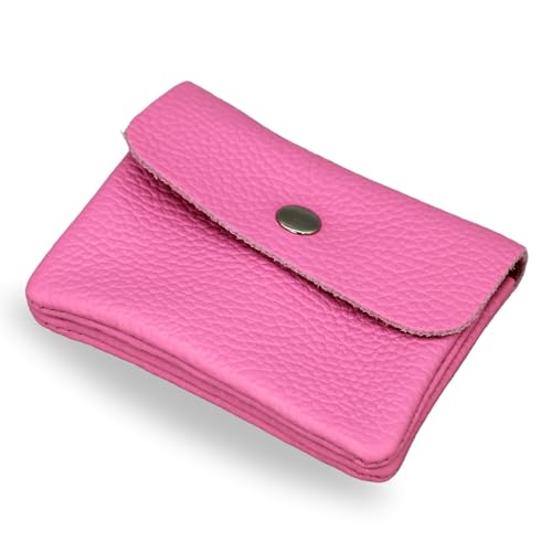 Brise Art Geldbörse Damen Leder Mini Handgemachte Portemonnaie Damen Klein Geldbeutel 2 Fächer Stylisch Verschließbar mit Druckknopf und Zipper Made in Italy (Hellpink) von Brise Art
