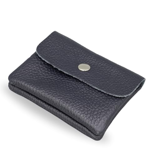 Brise Art Geldbörse Damen Leder Mini Handgemachte Portemonnaie Damen Klein Geldbeutel 2 Fächer Stylisch Verschließbar mit Druckknopf und Zipper Made in Italy (Navyblau) von Brise Art