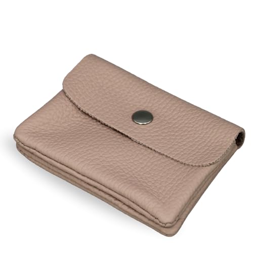 Brise Art Geldbörse Damen Leder Mini Handgemachte Portemonnaie Damen Klein Geldbeutel 2 Fächer Stylisch Verschließbar mit Druckknopf und Zipper Made in Italy (Rose) von Brise Art