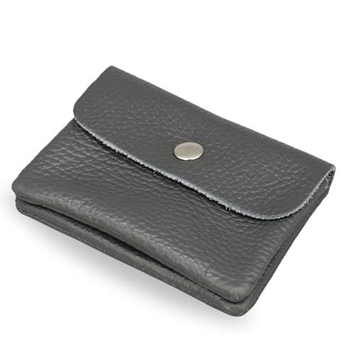 Brise Art Geldbörse Damen Leder Mini Handgemachte Portemonnaie Damen Klein Geldbeutel 2 Fächer Stylisch Verschließbar mit Druckknopf und Zipper Made in Italy (Dunkelgrau) Brise Art Geldbörse Damen Leder Mini Handgemachte Portemonnaie Damen Klein Geldbeutel 2 Fächer Stylisch Verschließbar mit Druckknopf und Zipper Made in Italy (Dunkelgrau) von Brise Art